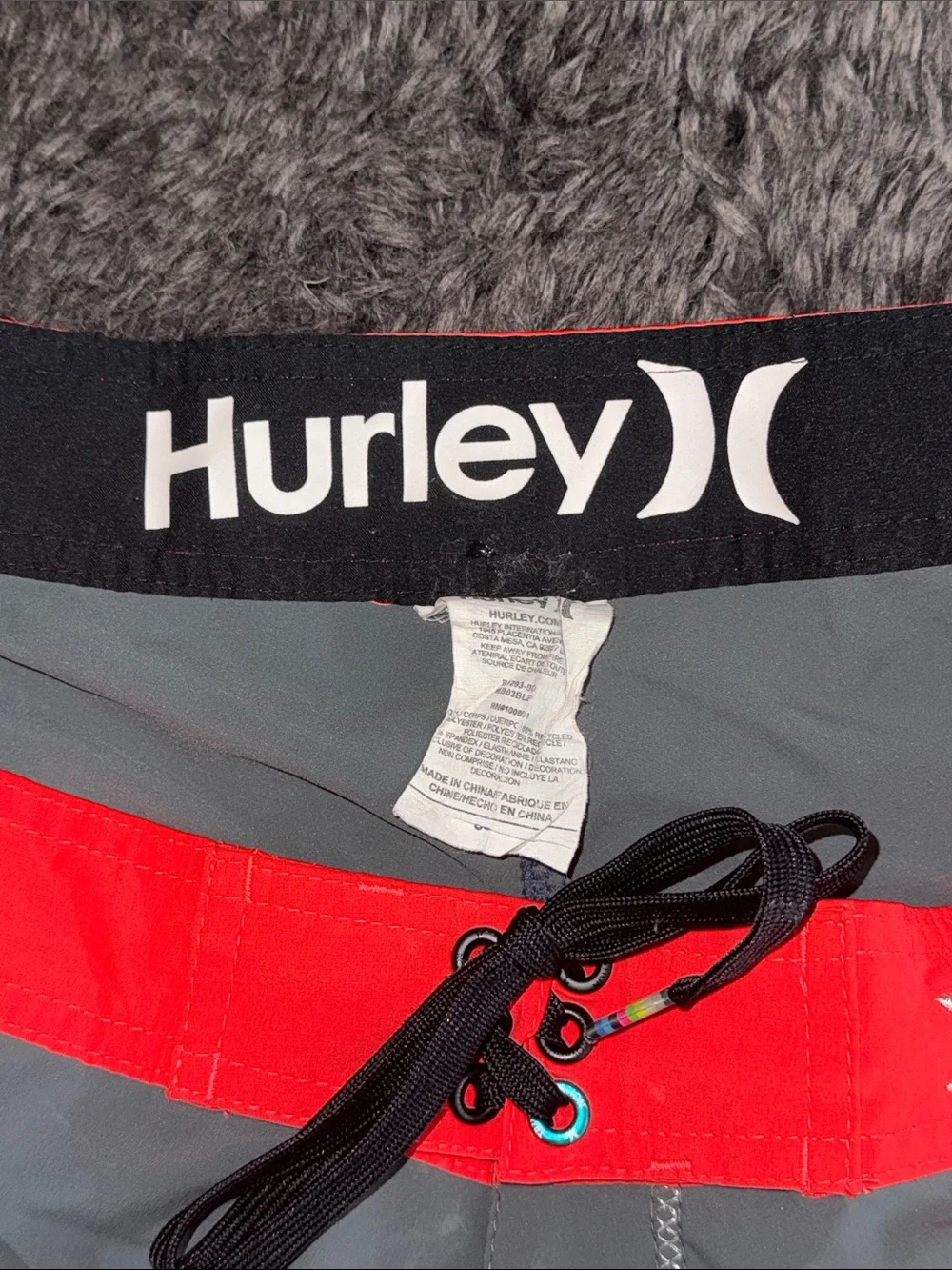 Hurley Gray Phantom Swim Trunks with Red Trim